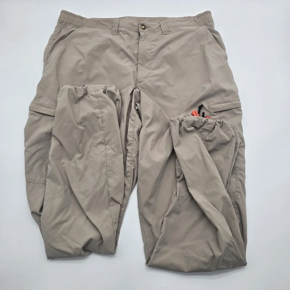 Patagonia Mens Size 36 Nylon Hiking Cargo Pants Tan Cuffed Hem Outdoor